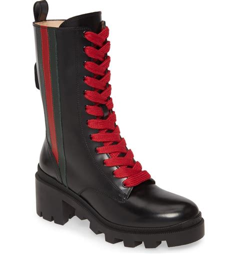 gucci boots women's black|gucci black combat boots.